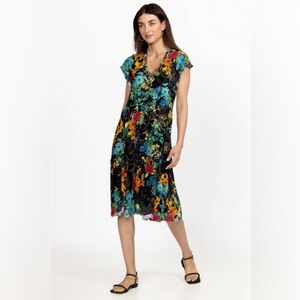 Johnny Was Sequence Tiered Tea Length Floral Dress | Small‎